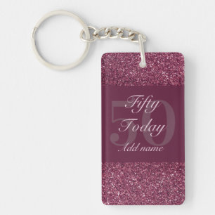 Llavero Keychain de cumpleaños glamoroso personalizado 50
