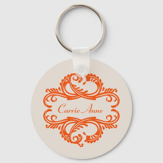 Llavero Keychain de damasco de Moda del naranja (Anverso)