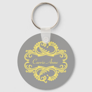 Llavero Keychain de Damask de Moda amarilla
