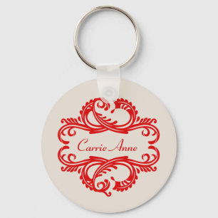 Llavero Keychain de Damask de Moda roja