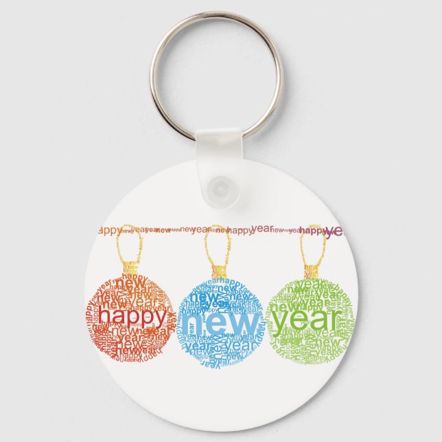 Llavero Keychain de decoraciones de Año Nuevo Feliz (Anverso)
