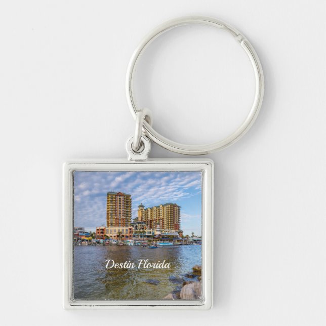 Llavero Keychain de Destin Harbour Boardwalk Square (Frente)