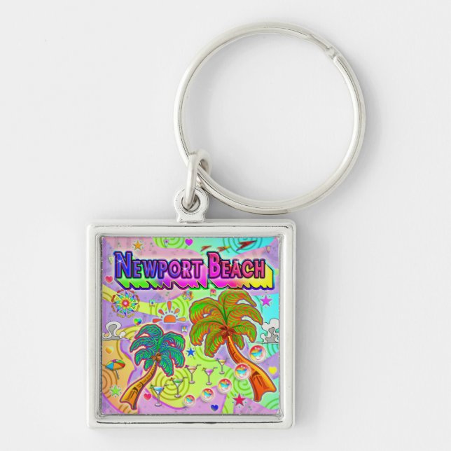 Llavero Keychain de destino de vacaciones de Newport Beach (Frente)