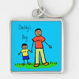 Llavero Keychain de dibujo de padre y familia de hijos de 