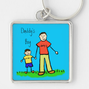 Llavero Keychain de dibujo de padre y familia de hijos de 