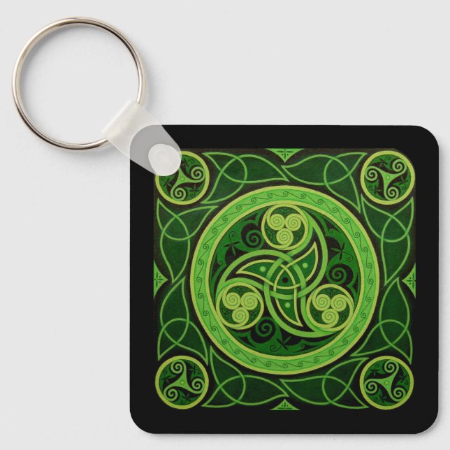 Llavero Keychain de diseño celta verde (Anverso)