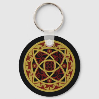 Llavero Keychain de diseño céltico rojo y dorado (círculo)
