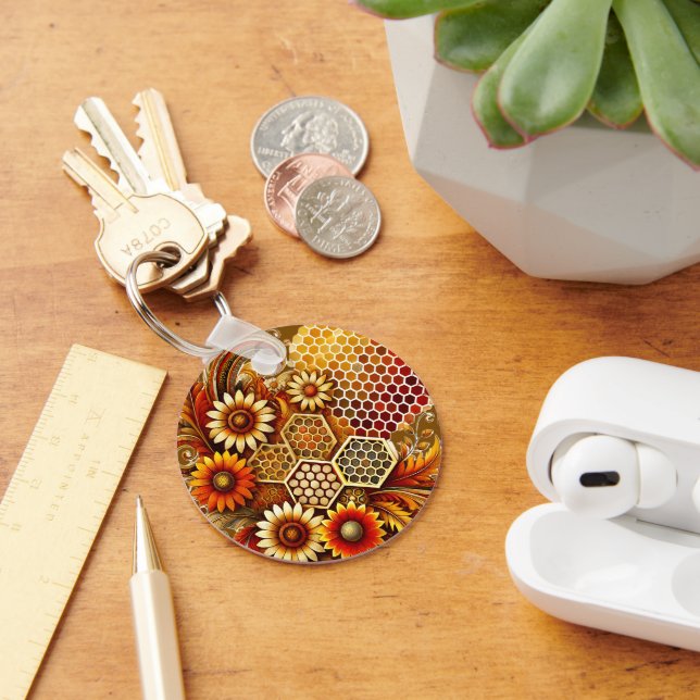 Llavero Keychain de diseño de girasol y abadejo (Escritorio )