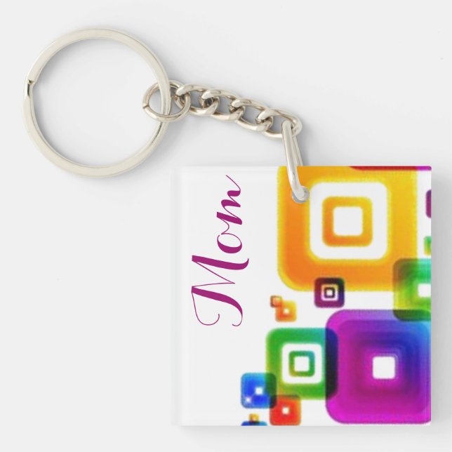 Llavero Keychain de diseño de resumen fotográfico de mamá (Frente)