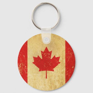 Llavero Keychain de diseño de vintage de bandera de Canadá