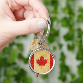 Llavero Keychain de diseño de vintage de bandera de Canadá