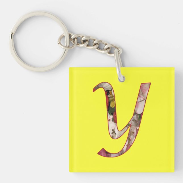 Llavero Keychain de diseño floral de monograma y (Frente)