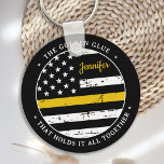 Llavero Keychain de Dispatcher Personalizada de Línea de O<br><div class="desc">La Glueta De Oro Que Lo Mantiene Todo Juntos. Keychain de línea de oro delgada personalizada para 911 despachadores y policías. Personalice esta cadena de claves de dispatcher con el nombre. Este regalo personalizado de distribuidor es perfecto para la apreciación de los despachadores de policía, 911 regalos de agradecimiento de...</div>