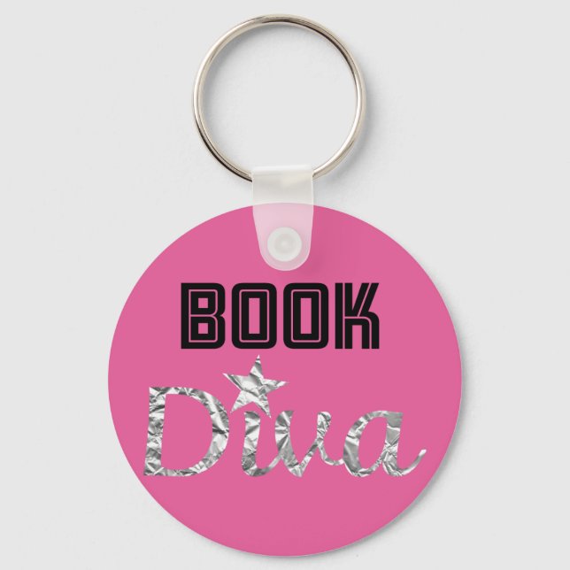 Llavero Keychain de diva de plata del libro (rosa) (Anverso)