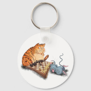 Llavero Keychain de diversión de ajedrez para gato y ratón