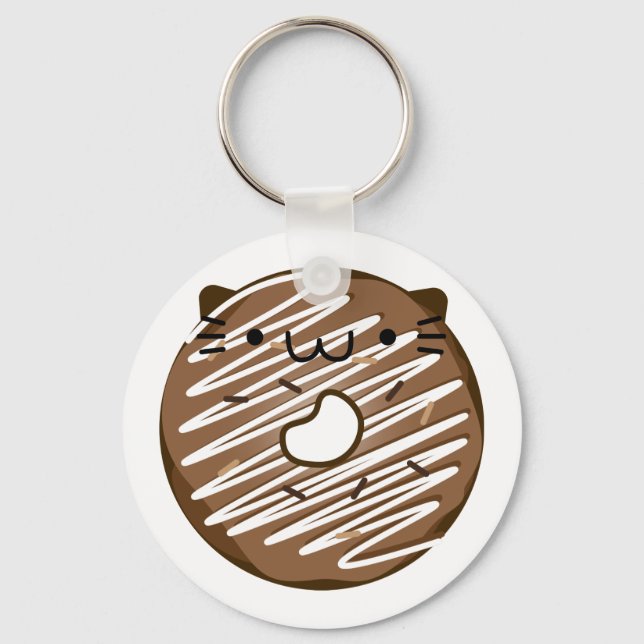 Llavero Keychain de donut para gatos de chocolate (Anverso)