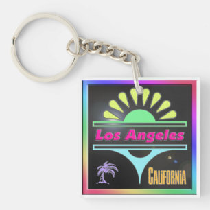 Llavero Keychain de "El Angeles Colorful Black Background"