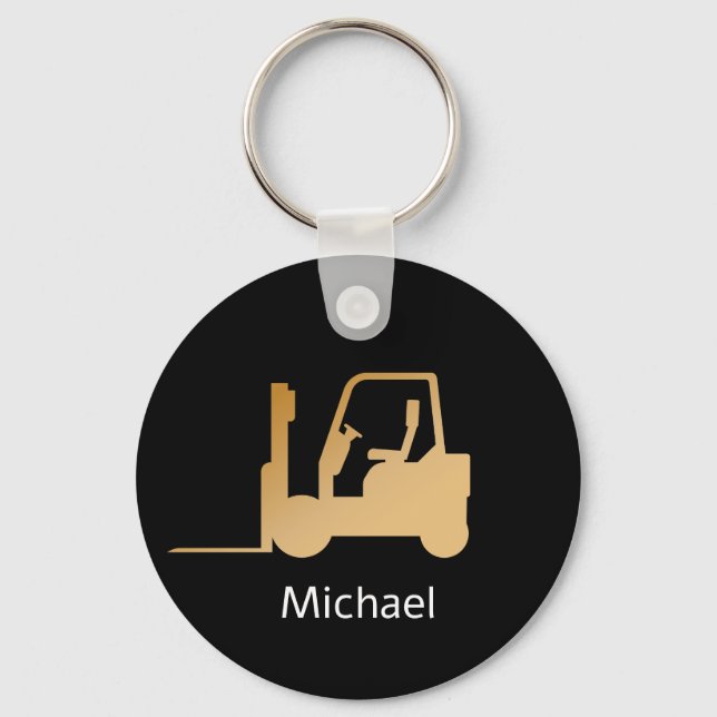 Llavero Keychain de elevación de horquilla en negro y oro  (Anverso)