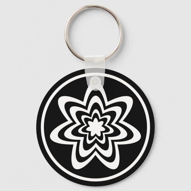 Llavero Keychain de explosión floral, negro (Anverso)