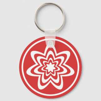 Llavero Keychain de explosión floral, rojo brillante