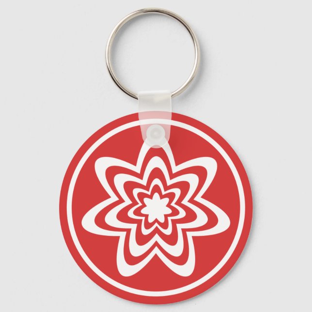Llavero Keychain de explosión floral, rojo brillante (Anverso)