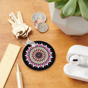 Llavero Keychain De Flor Rosa, Verde Y Azul