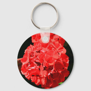 Llavero Keychain de flores de geranio rojo