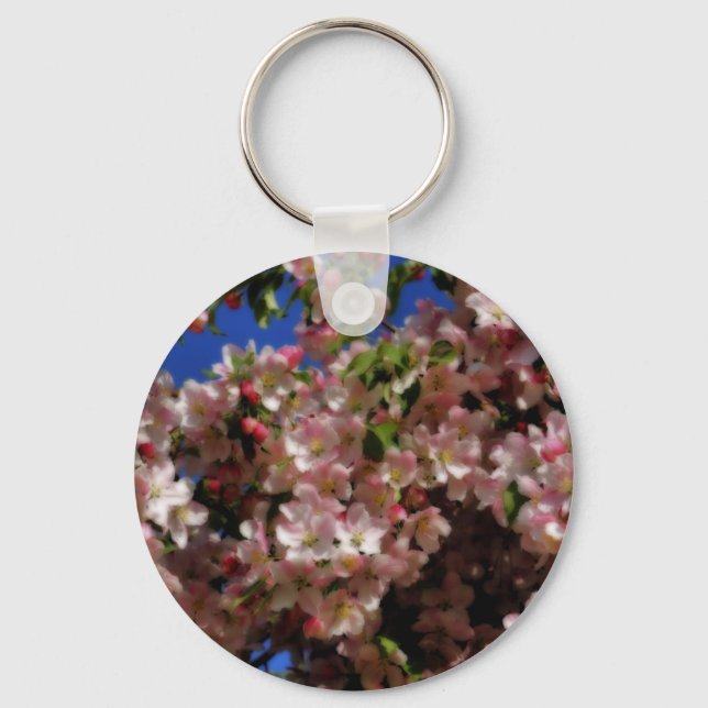 Llavero Keychain de flores de primavera rosada (Anverso)