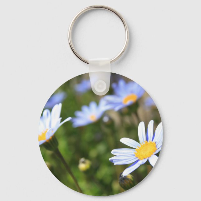 Llavero Keychain de flores margueritas azules (Anverso)