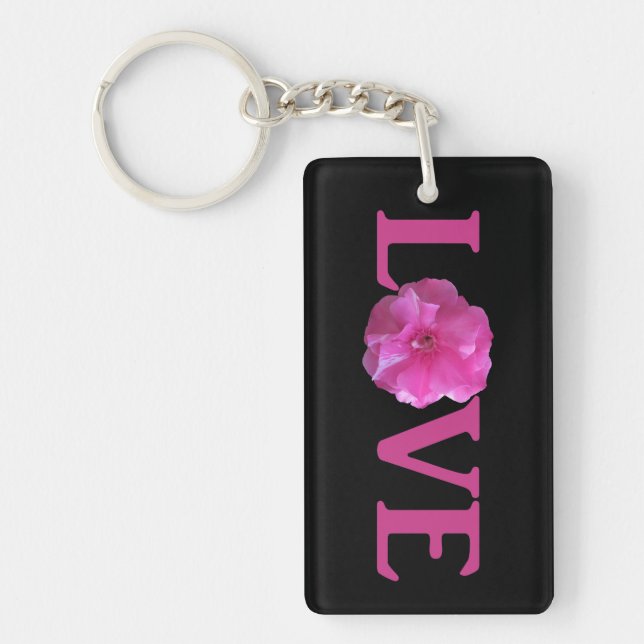 Llavero Keychain de flores rosas de amor (Frente)