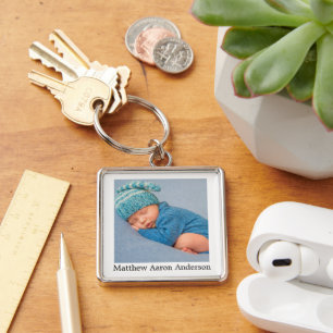 Llavero Keychain de foto y nombre del bebé