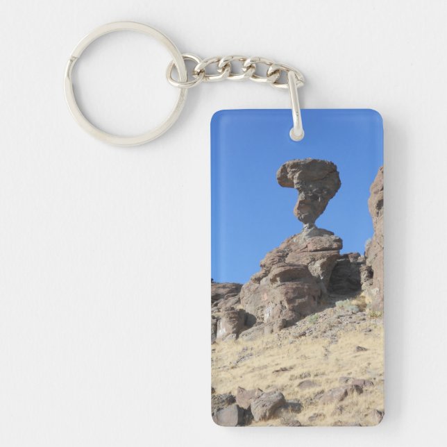 Llavero Keychain de fotografías de rock balanceado (Frente)