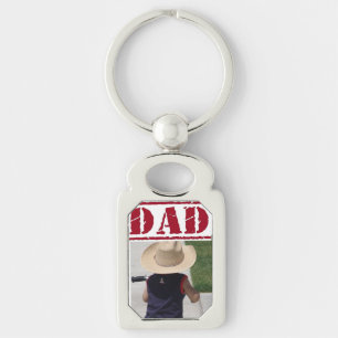 Llavero Keychain de fotos de papá plateado