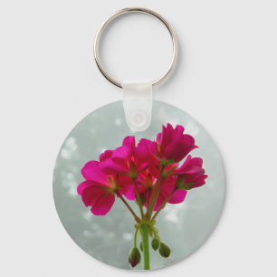 Llavero Keychain de fotos florales de geranio rosado