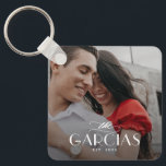 Llavero Keychain de fotos personalizadas de nombre de fami<br><div class="desc">Mantén tus llaves seguras y espectaculares con un keychain personalizado. Diseñado por Berry Berry Sweet,  Modern Stationery y personalizadas Gifts. Visite nuestro sitio web en www.berryberrysweet.com para ver nuestras líneas de productos completas.</div>