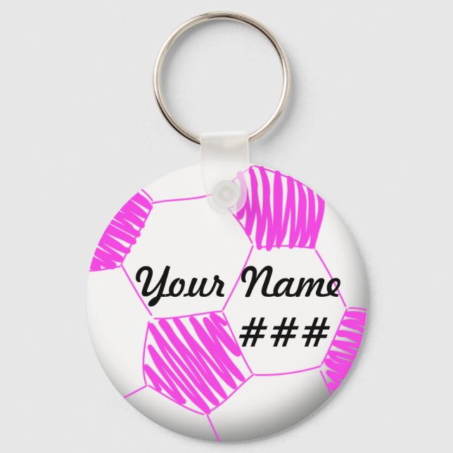 Llavero Keychain de fútbol personalizado rosa (Anverso)