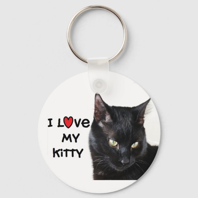 Llavero Keychain de gato negro "Amo mi Kitty (Anverso)