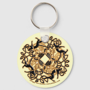 Llavero Keychain de gatos de Knotwork celta, blanco