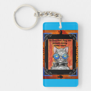 Llavero Keychain de gatos divertidos con gafas de pescado