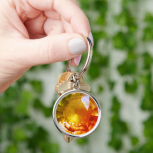 Llavero Keychain de Gemstone amarillo naranja