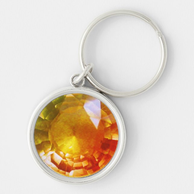 Llavero Keychain de Gemstone amarillo naranja (Frente)