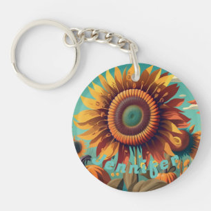 Llavero Keychain de girasol personalizado, Keychai de gira