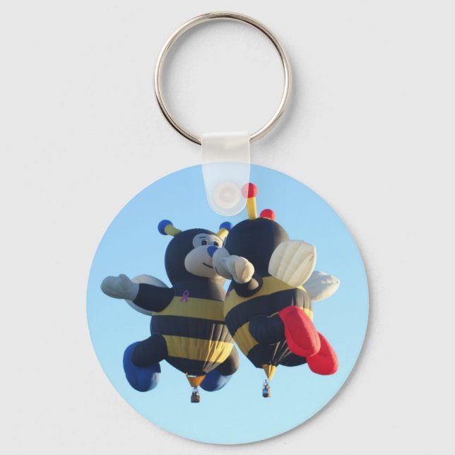 Llavero Keychain de globos de aire caliente de abejas besa (Anverso)