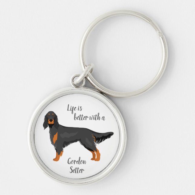 Llavero Keychain de Gordon Setter. Elementos personalizado (Frente)