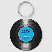 Keychain de grabación de vinilo de música azul per