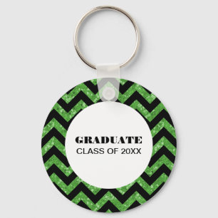 Llavero Keychain de graduación de Purpurina de chequeo ver