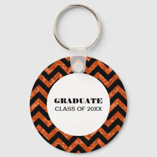 Llavero Keychain de graduación de Purpurina de naranja Che