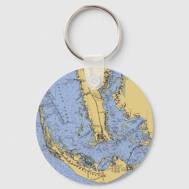 Llavero Keychain de gráfico naumático de la Isla Sanibel (Anverso)