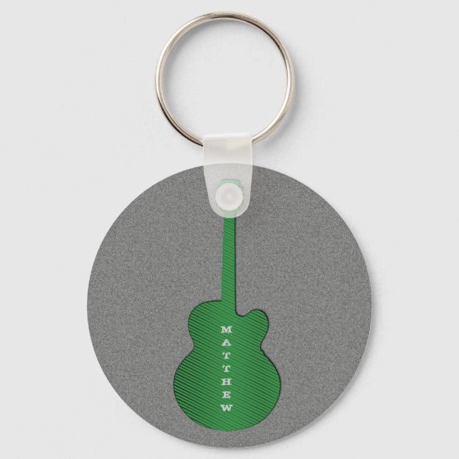 Llavero Keychain de guitarra a rayas, verde (Anverso)