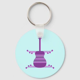 Llavero Keychain de guitarra retro, púrpura